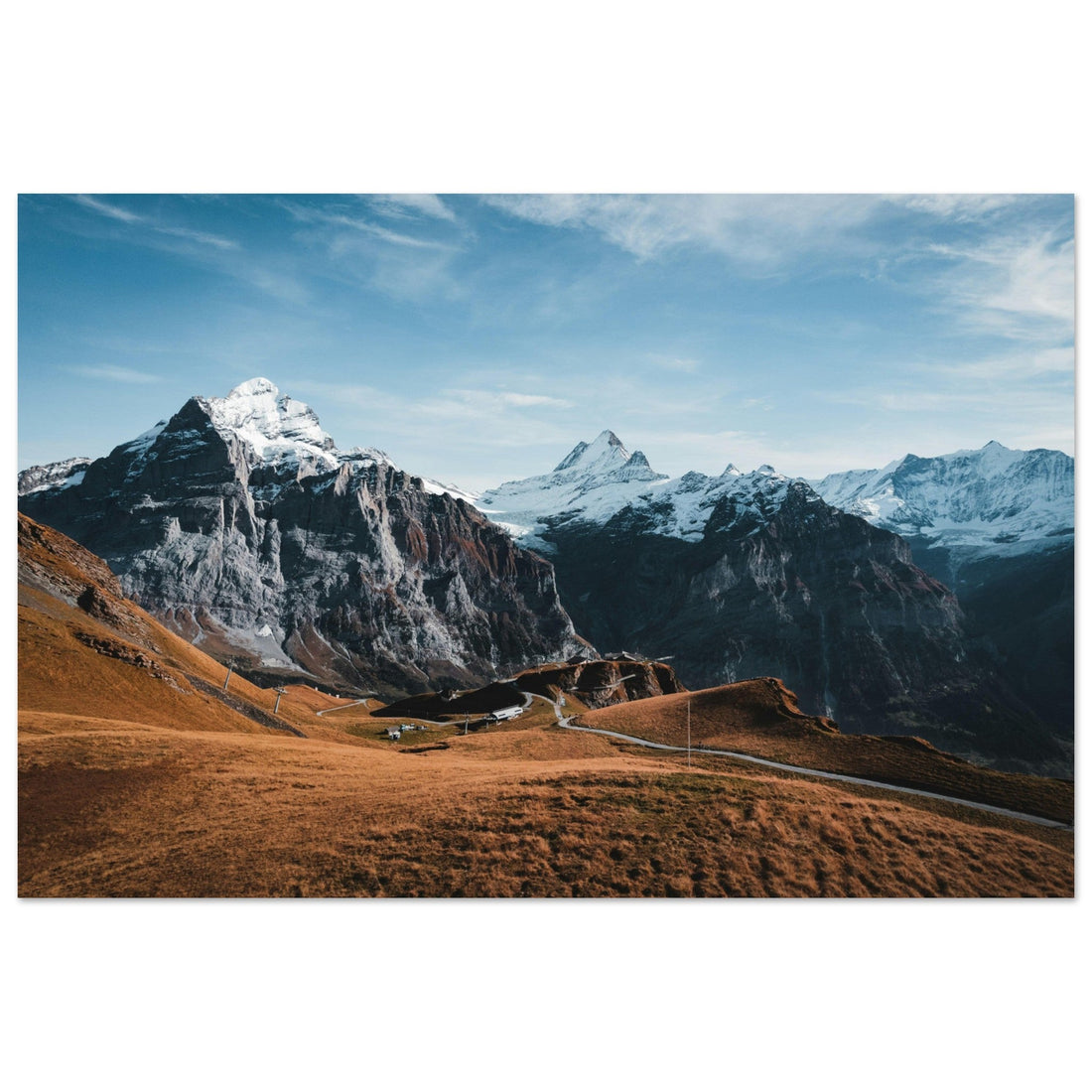 Autumn atmosphere — forests, golden larches, warm tones for a light wood living room