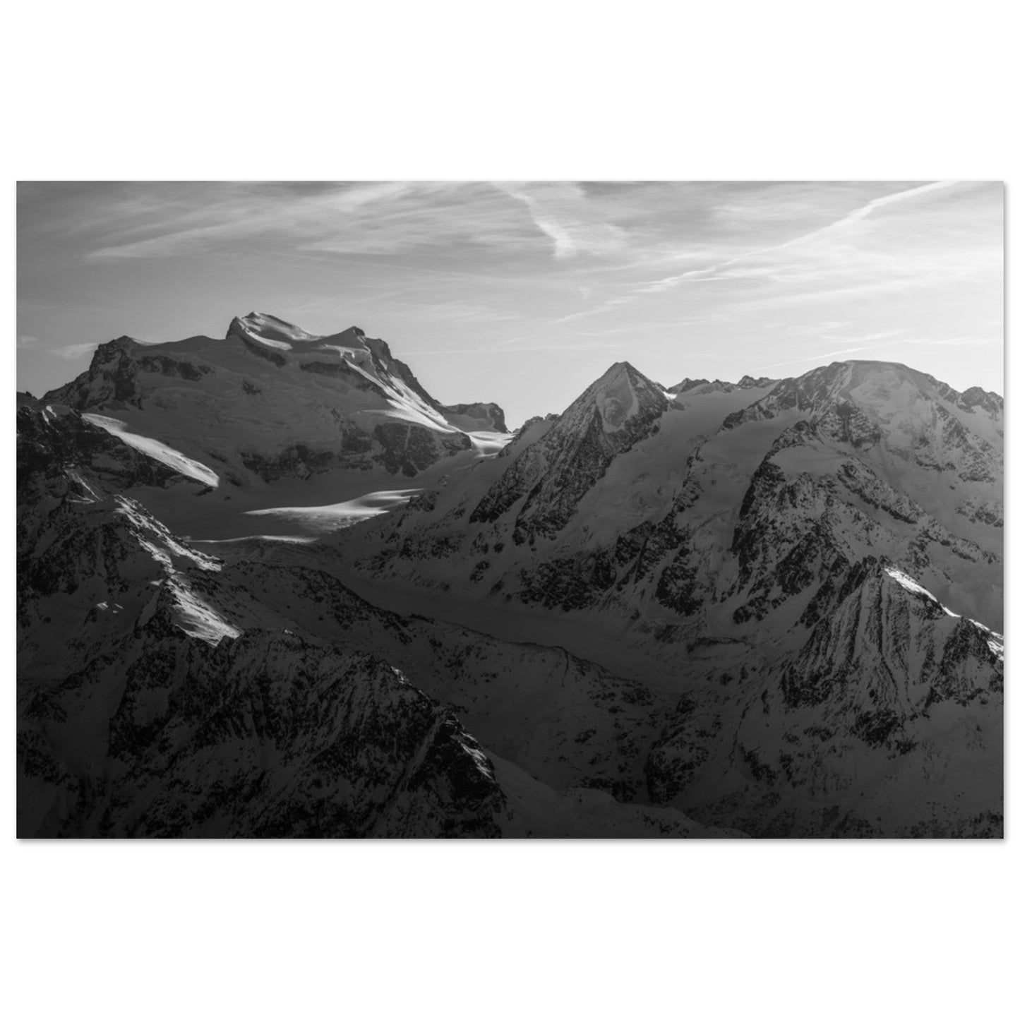 Photo du Grand Combin, Valais, Alpes suisses - Noir & Blanc - Tableau photo alu montagne