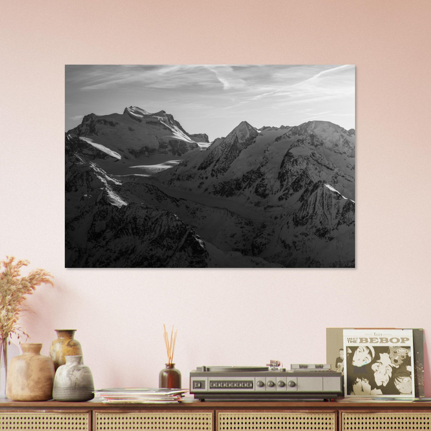 Vorschau eines AluArtMountains Fotodrucks in einem Innenraum
