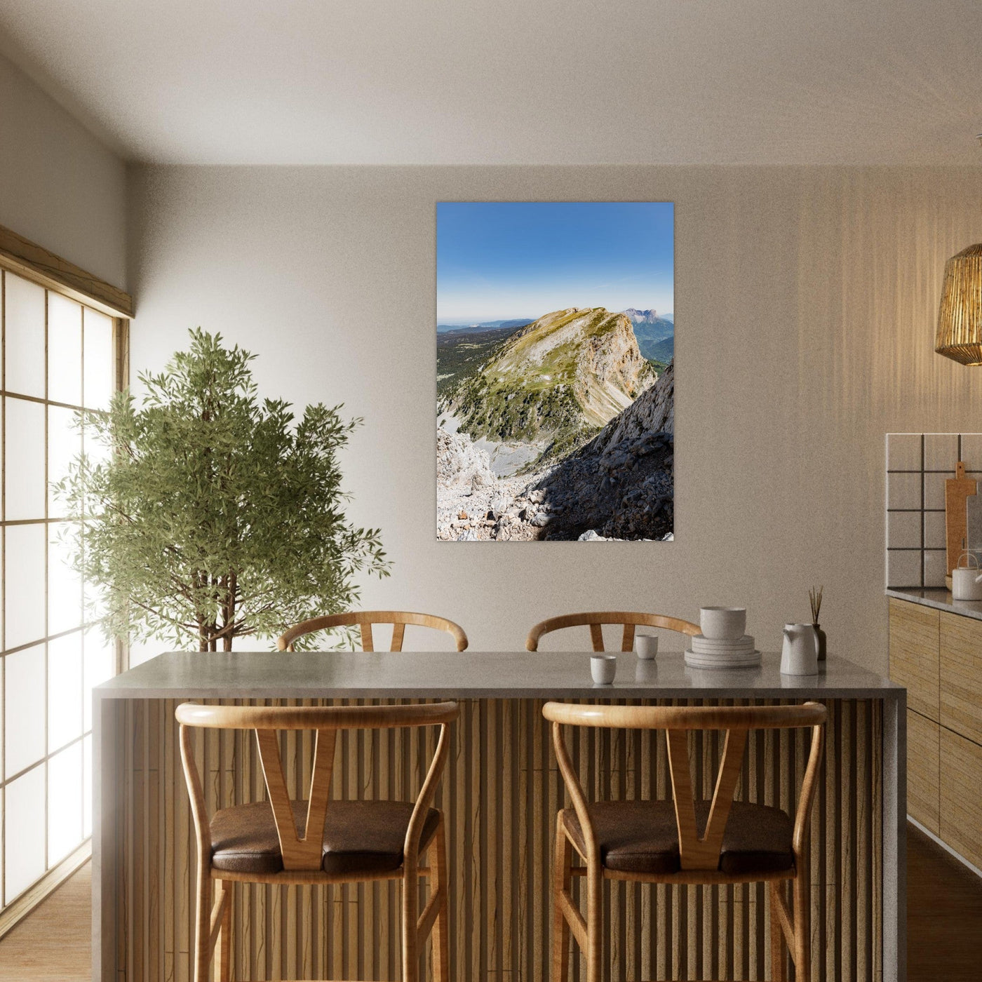 Simulation d’un tableau AluArtMountains dans un intérieur