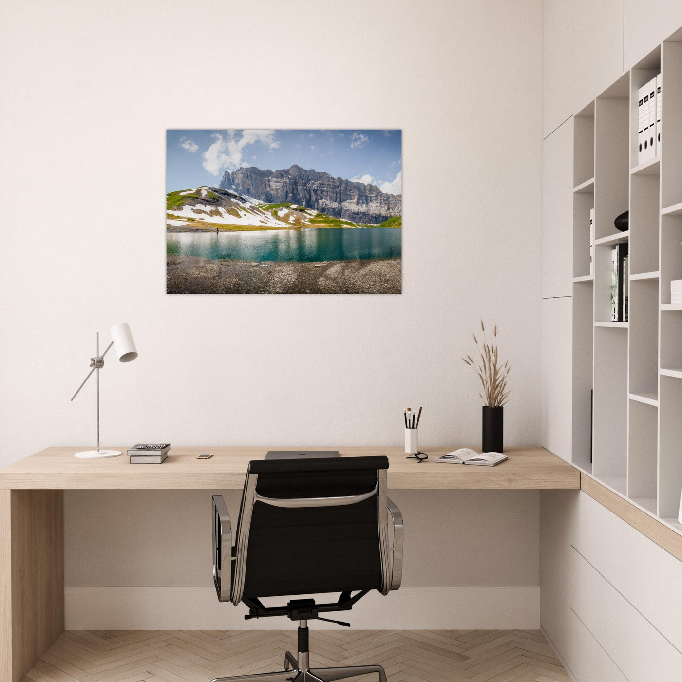 Simulation d’un tableau AluArtMountains dans un intérieur