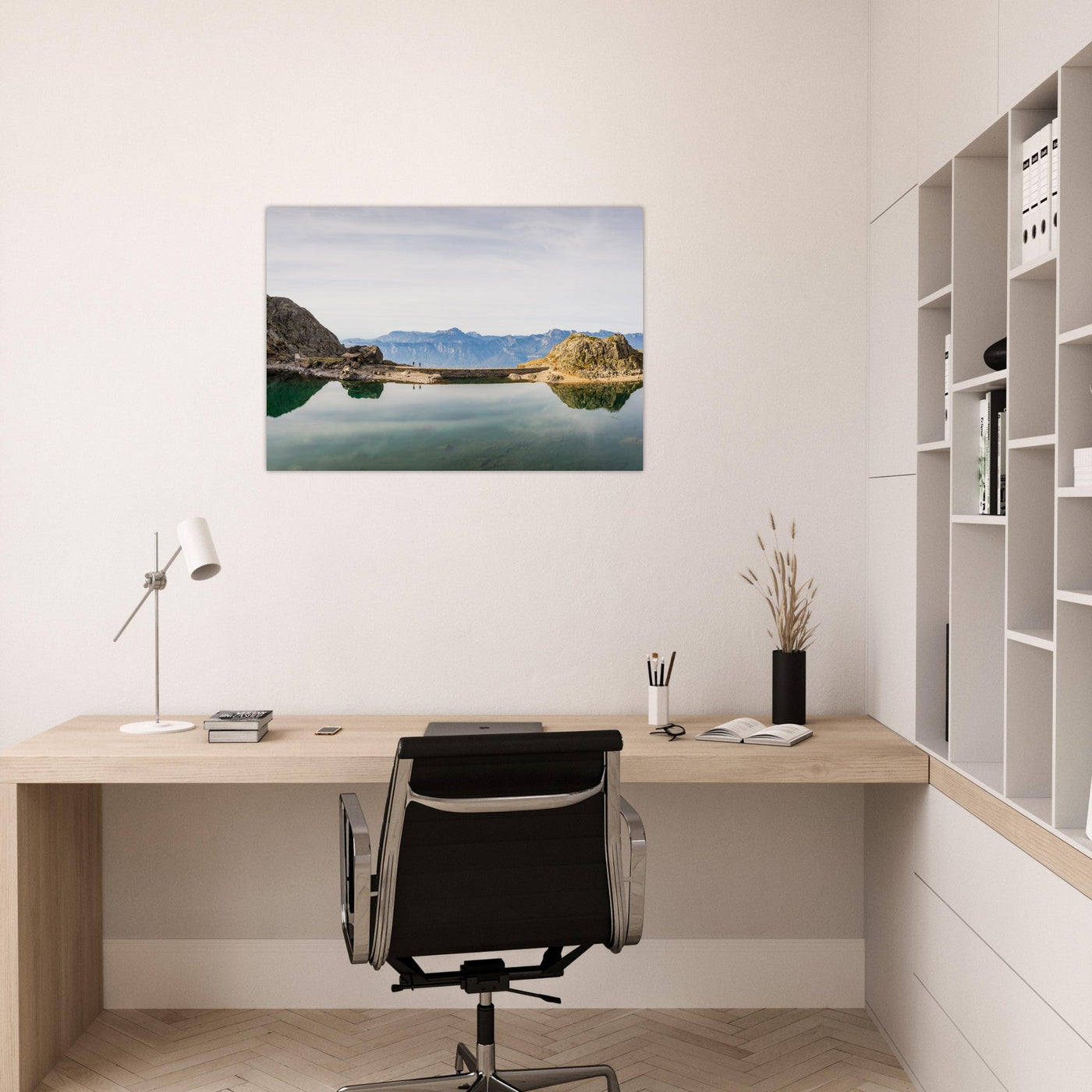 Simulation d’un tableau AluArtMountains dans un intérieur