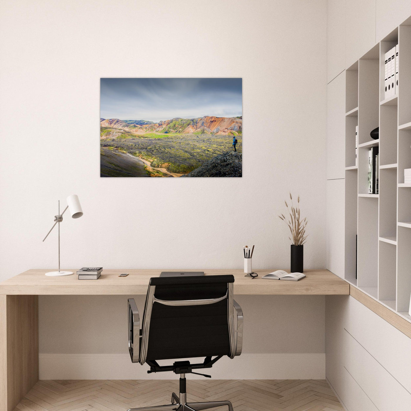 Simulation d’un tableau AluArtMountains dans un intérieur