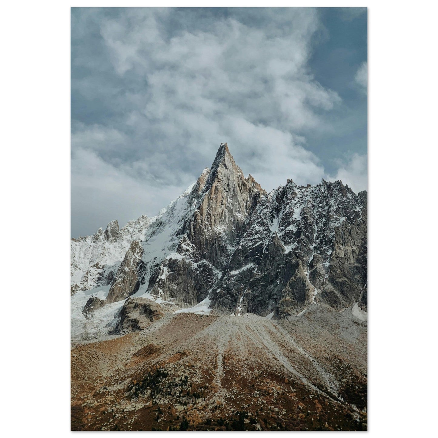 Photo du Mont-Blanc du Tacul entre automne et hiver - Tableau photo alu montagne