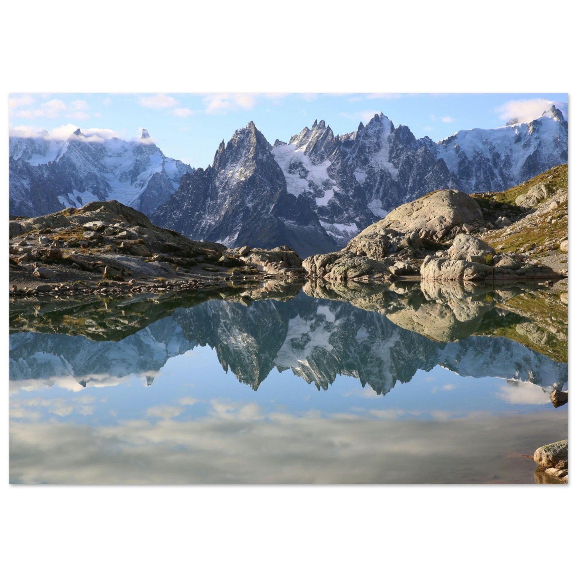 Photo du Mont-Blanc en reflet dans le lac blanc, Chamonix - Tableau photo alu montagne