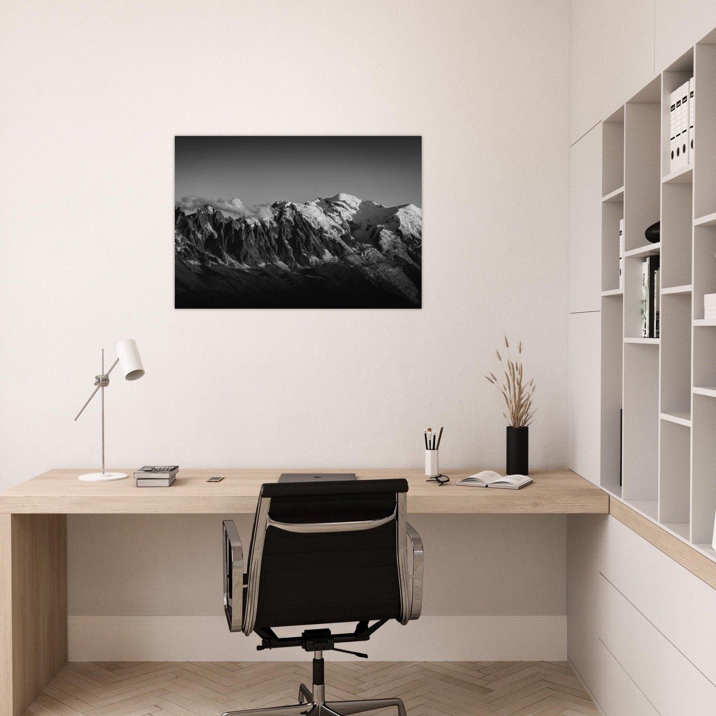Simulation d’un tableau AluArtMountains dans un intérieur