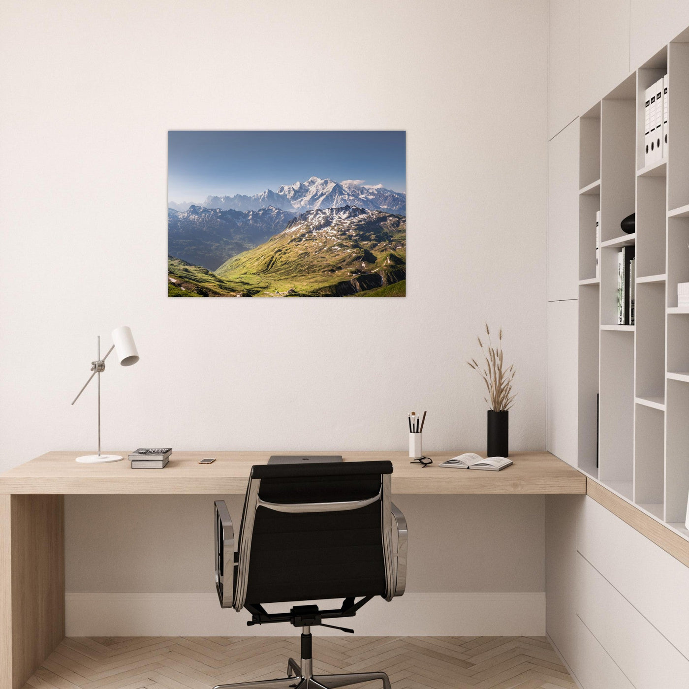 Simulation d’un tableau AluArtMountains dans un intérieur