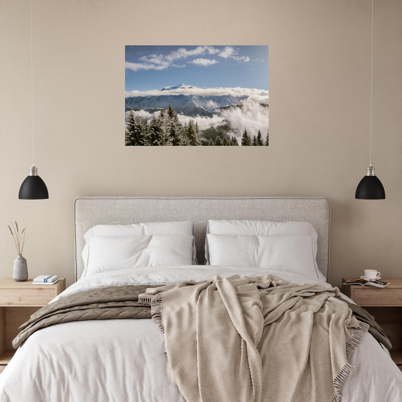 Simulation d’un tableau AluArtMountains dans un intérieur
