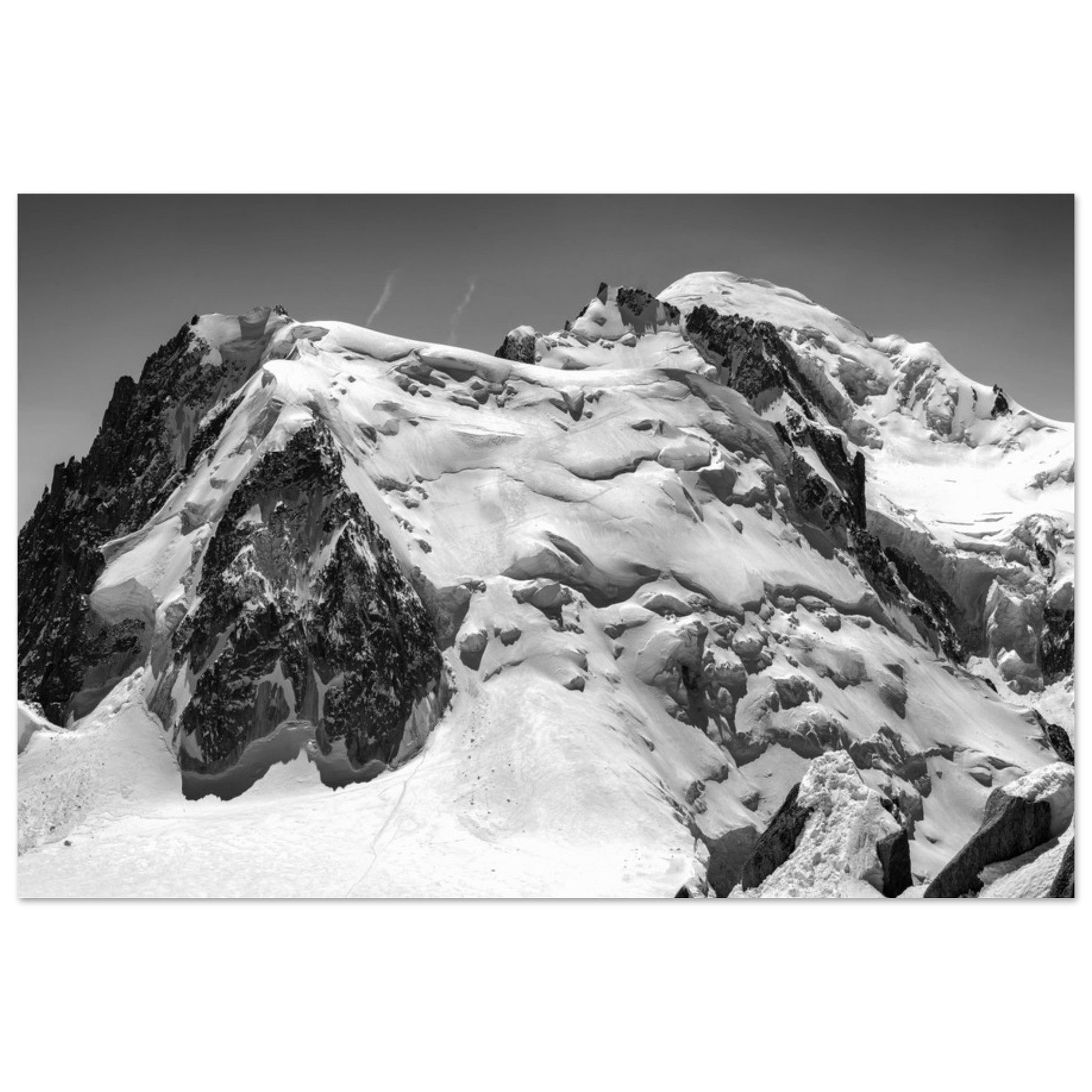 Photo du Mont-Blanc, Mont-Maudit et Mont-Blanc du Tacul - Noir & Blanc - Tableau photo alu montagne