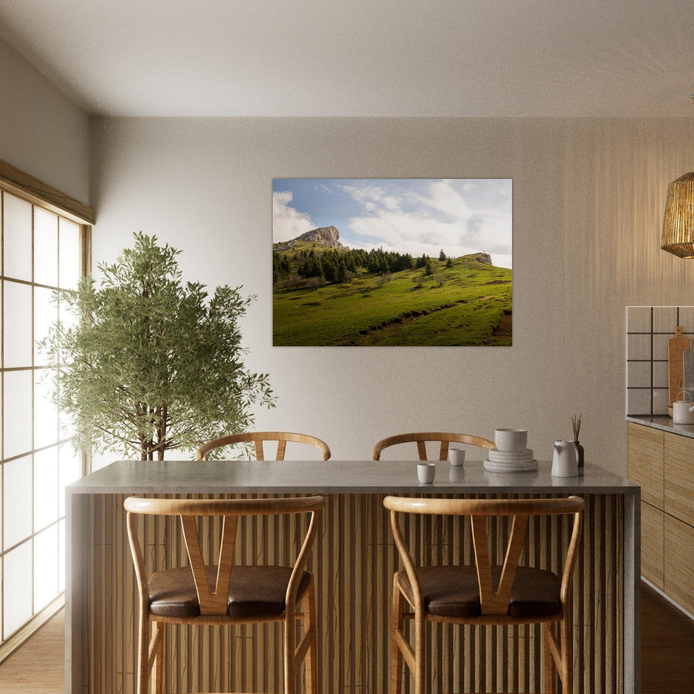 Simulation d’un tableau AluArtMountains dans un intérieur