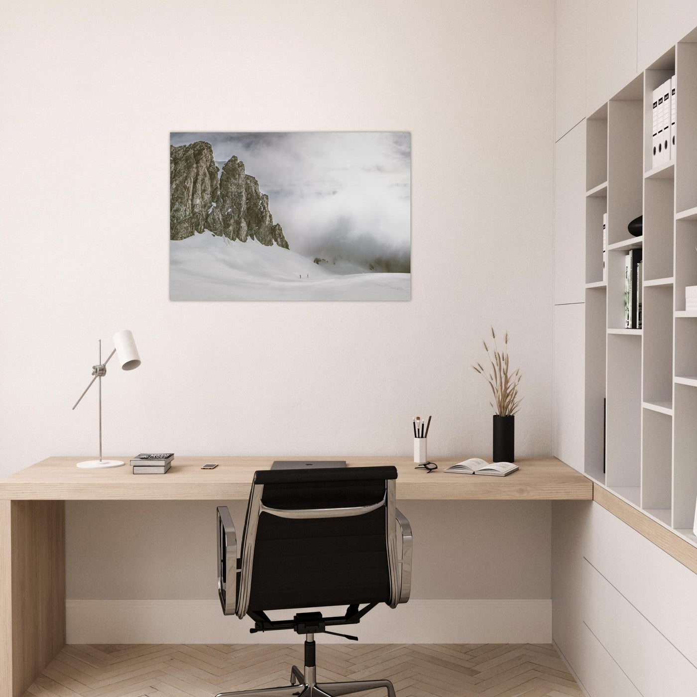 Simulation d’un tableau AluArtMountains dans un intérieur