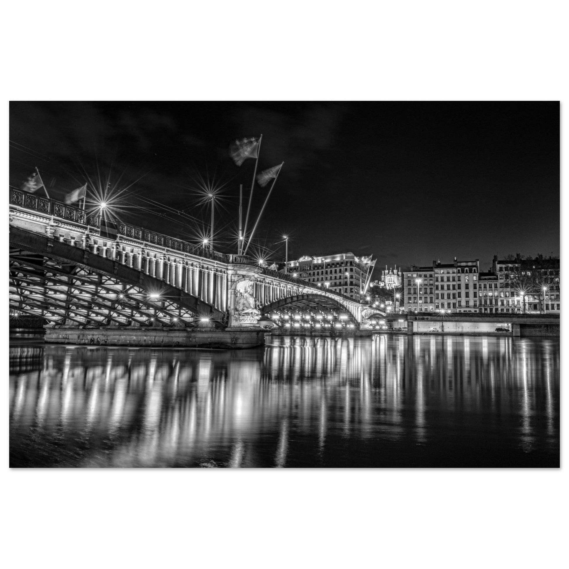 Photo du pont Lafayette et le Rhone, Lyon - Noir & Blanc - Tableau photo alu Lyon
