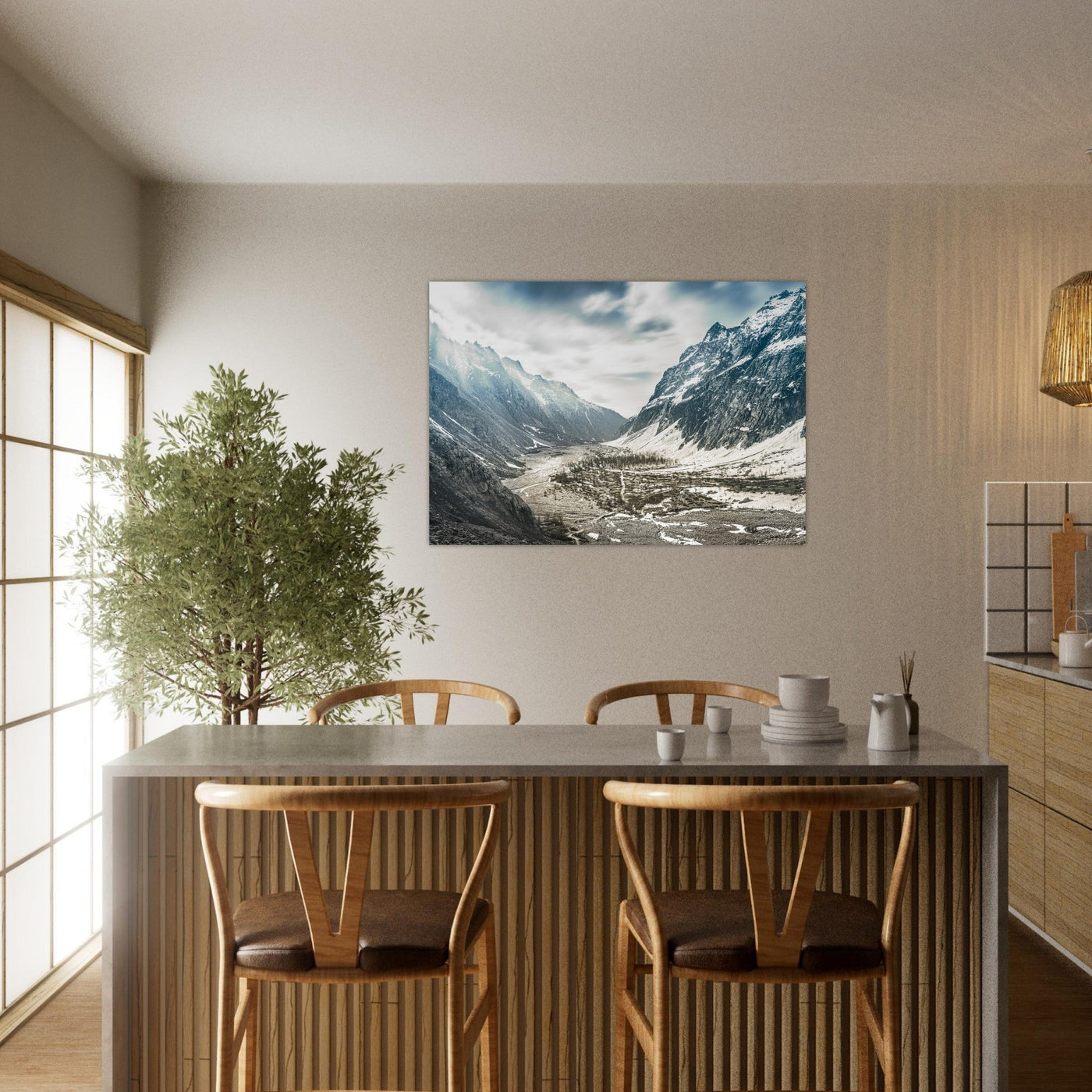 Simulation d’un tableau AluArtMountains dans un intérieur