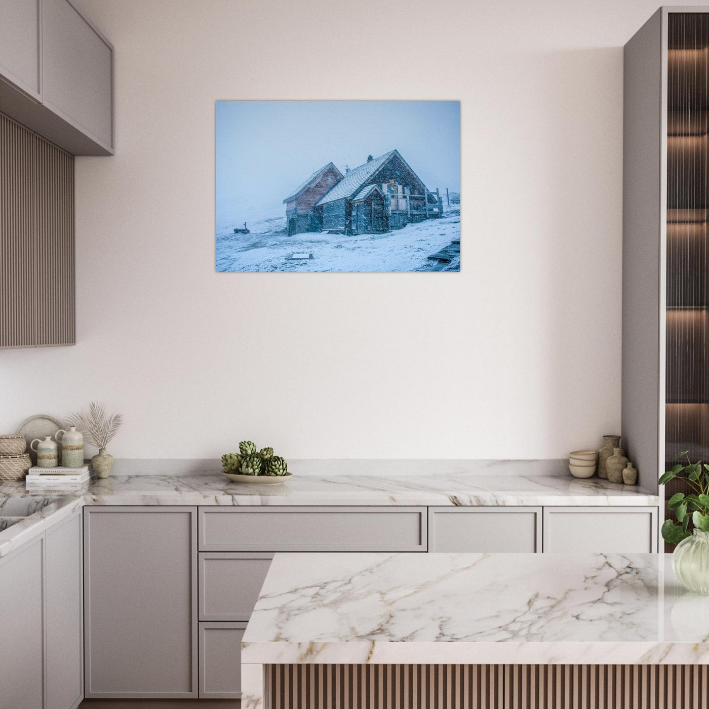 Simulation d’un tableau AluArtMountains dans un intérieur