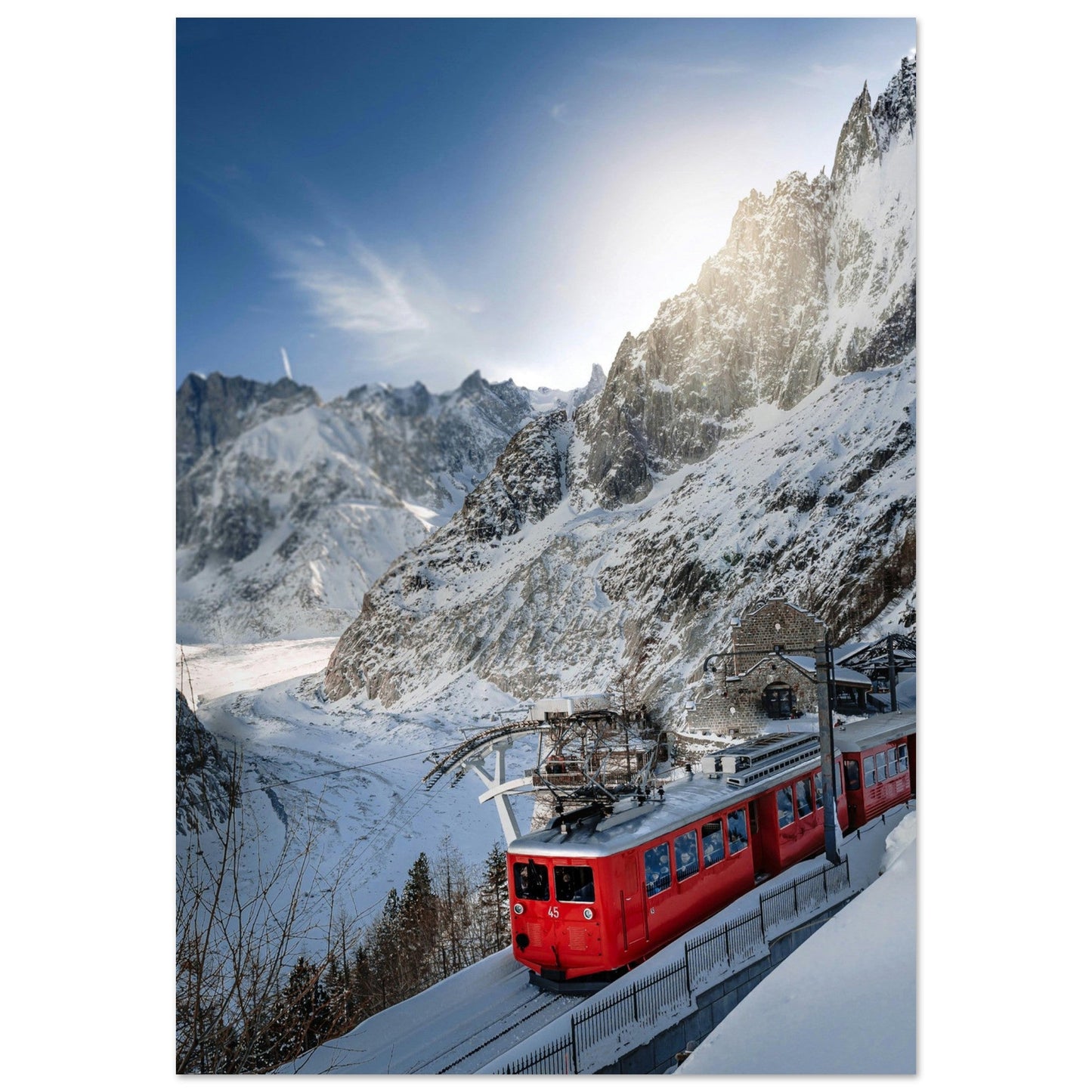 Photo du train Montenvers Mer de Glace, Chamonix Mont-Blanc - Tableau photo alu montagne
