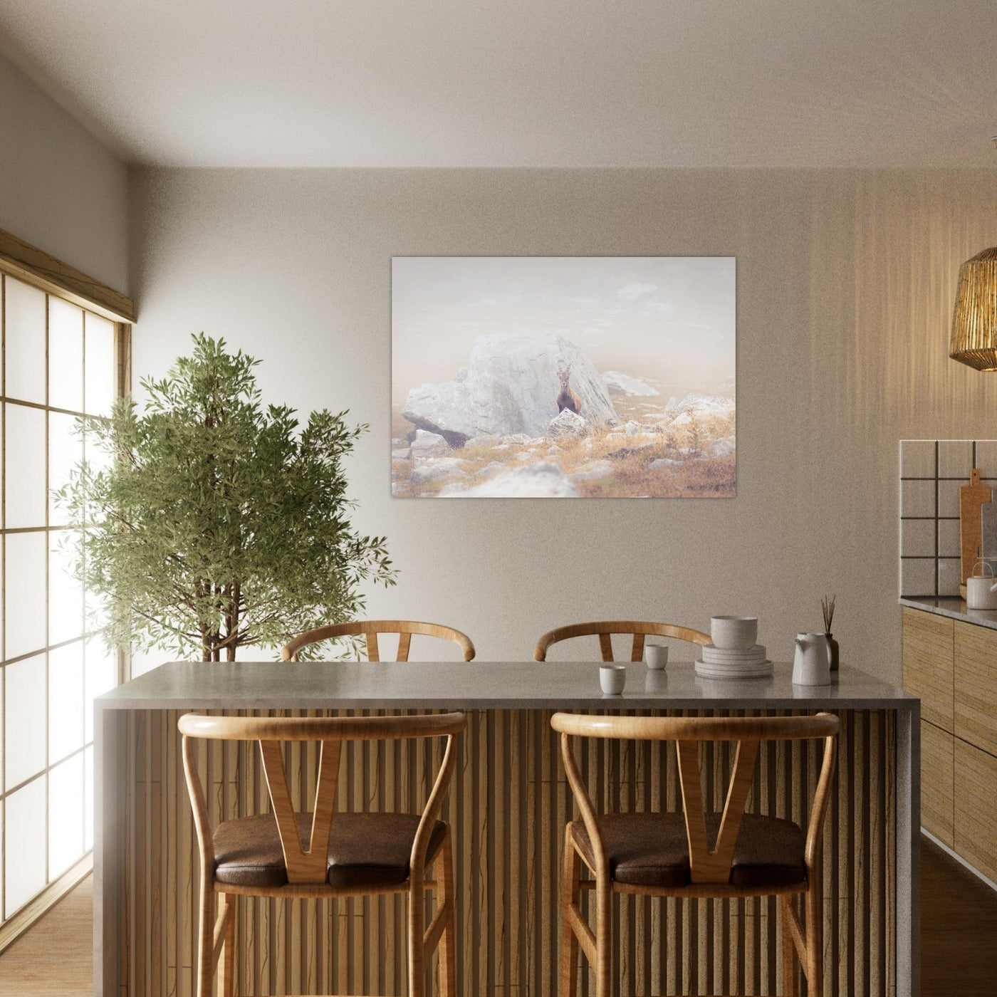 Simulation d’un tableau AluArtMountains dans un intérieur