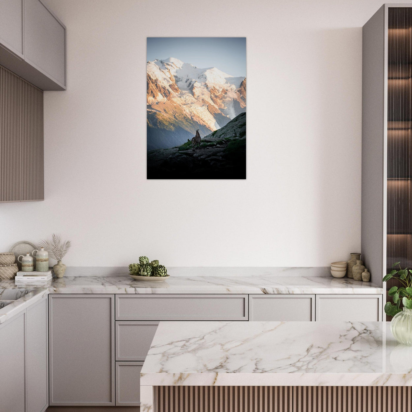Simulation d’un tableau AluArtMountains dans un intérieur