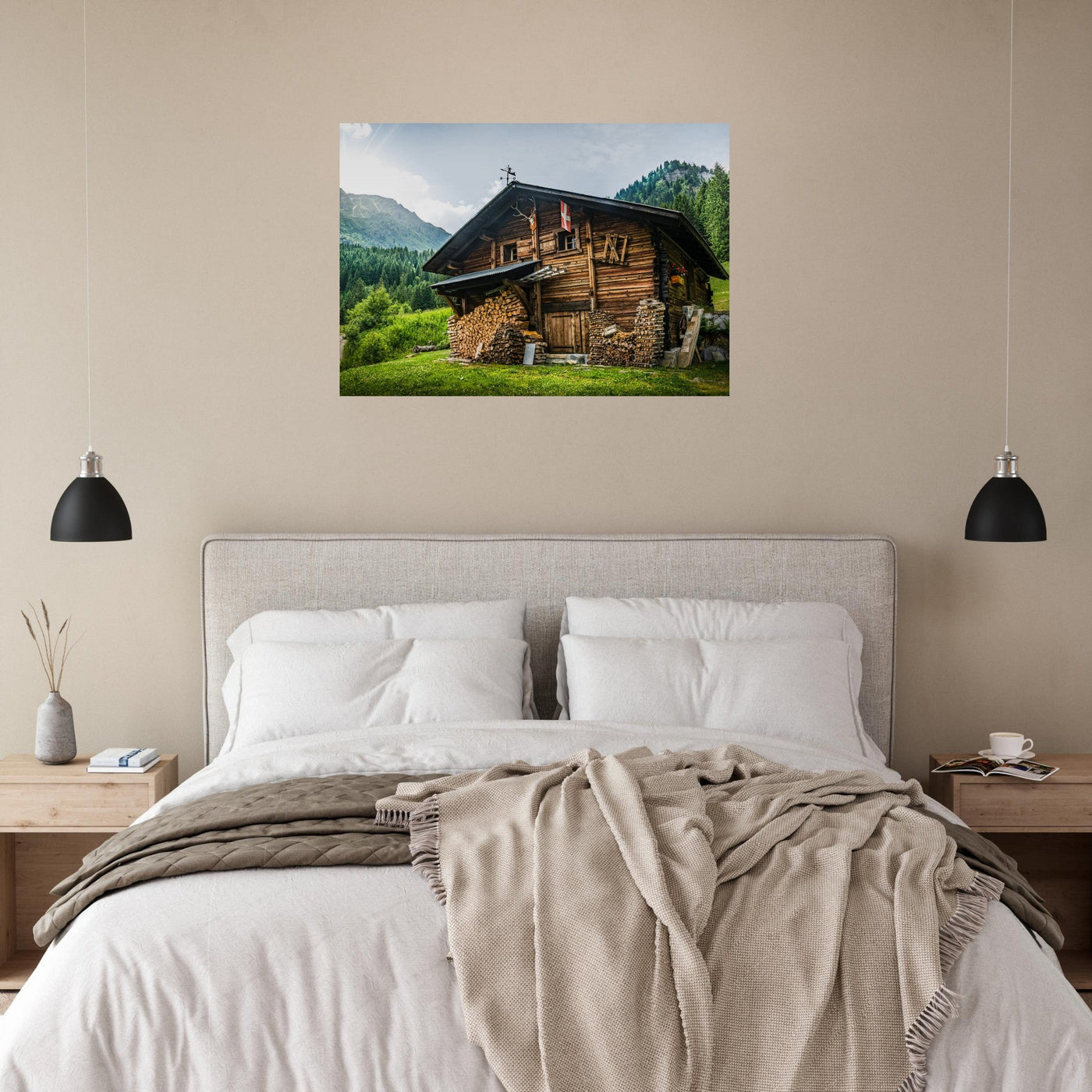 Simulation d’un tableau AluArtMountains dans un intérieur