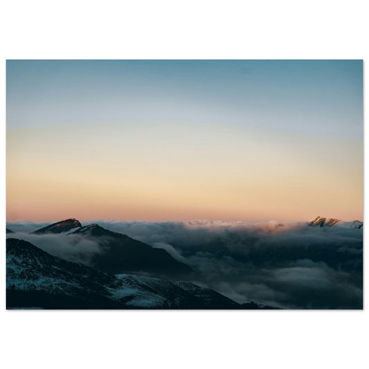 Vente Photo d'un coucher de soleil depuis le Col d'Aubisque, Béost, Pyrénées - Tableau photo alu montagne