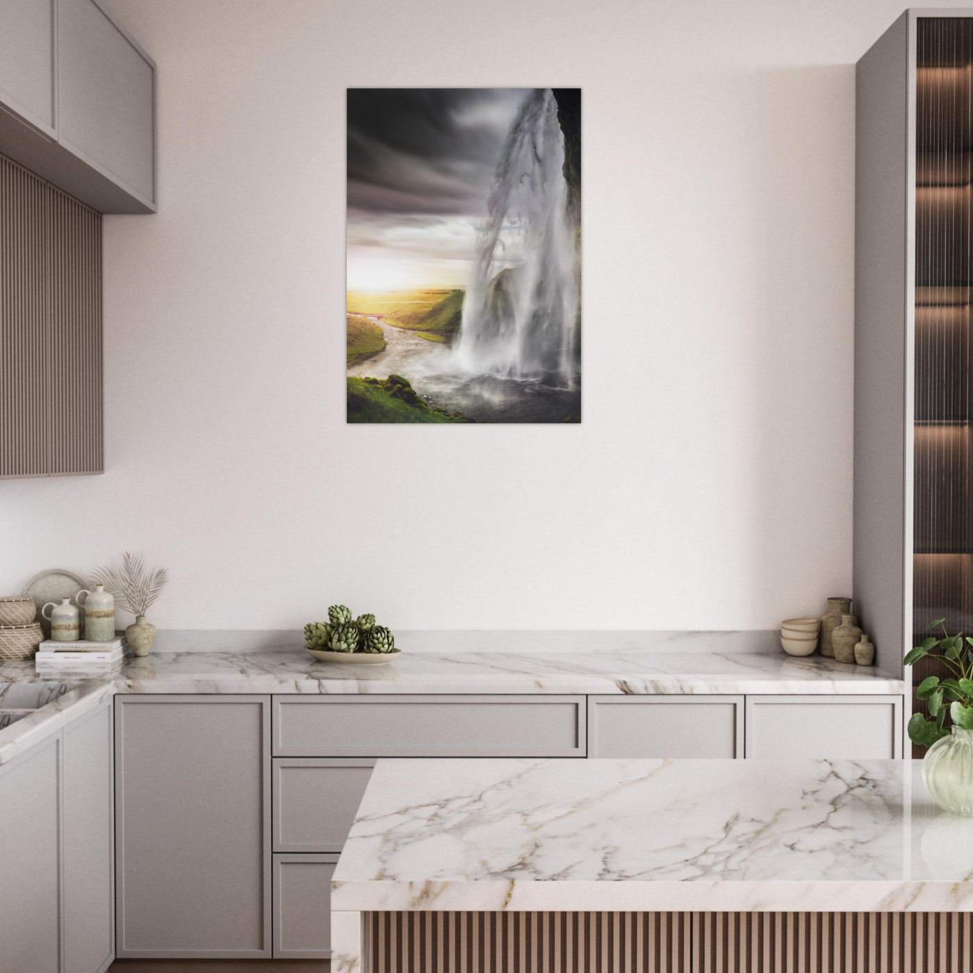 Simulation d’un tableau AluArtMountains dans un intérieur