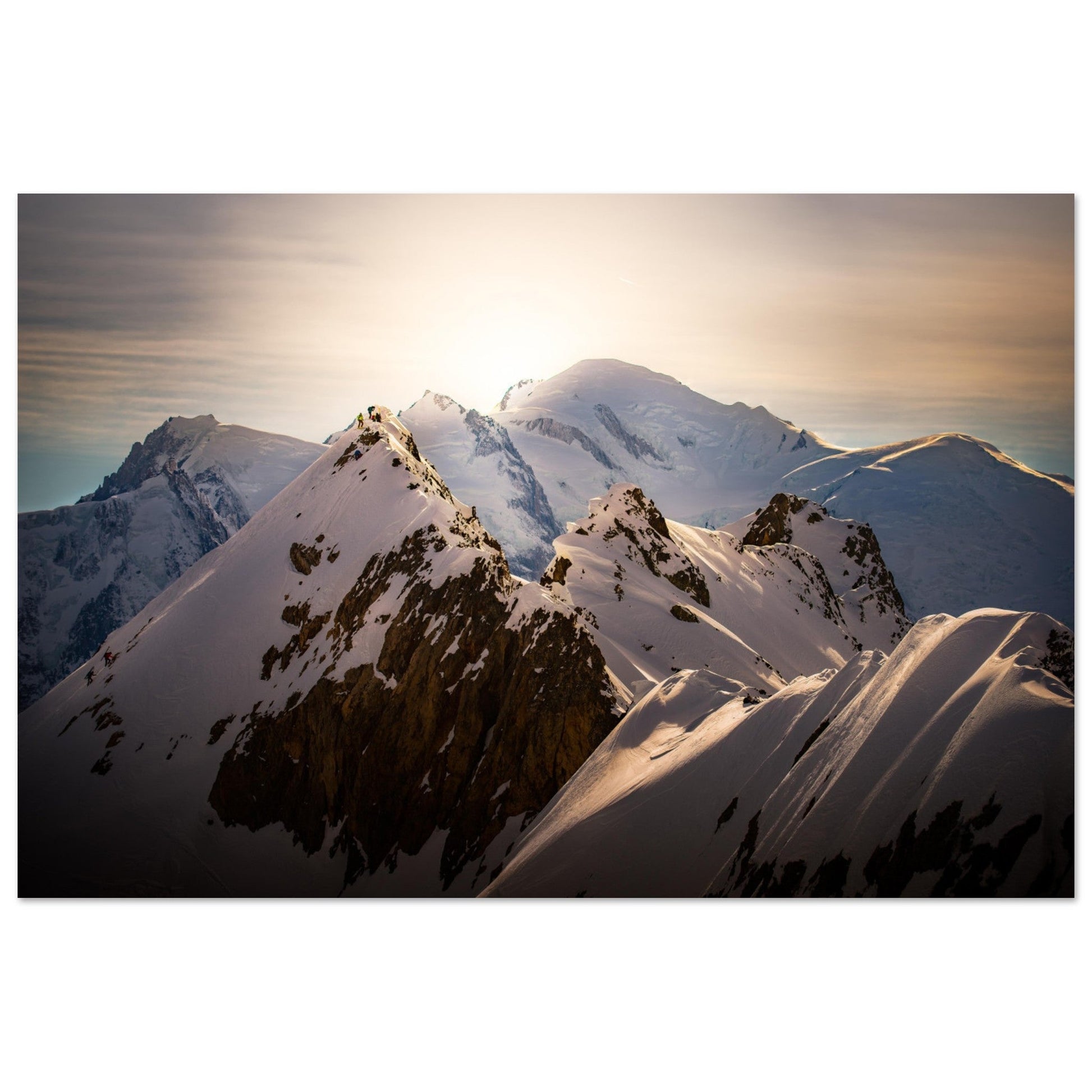 Vente Photo d'un coucher de soleil sur l'Aiguille Crochue et le Mont-Blanc - Tableau photo alu montagne