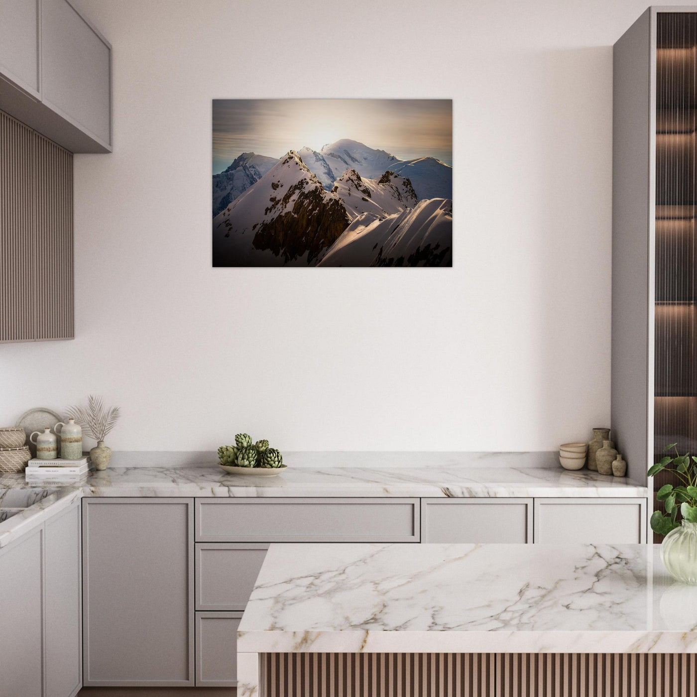 Simulation d’un tableau AluArtMountains dans un intérieur