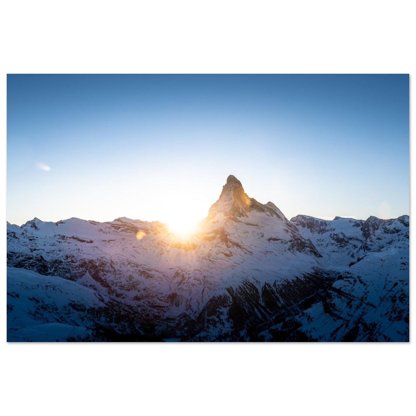 Vente Photo d'un coucher de soleil sur le Cervin, Alpes Suisse - Tableau photo alu montagne