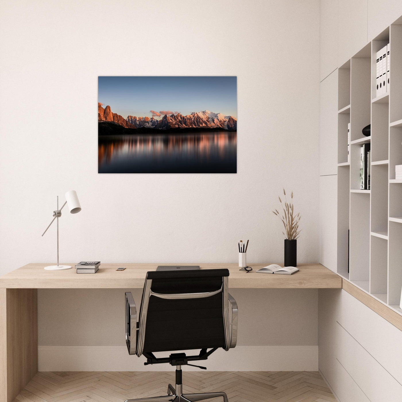 Simulation d’un tableau AluArtMountains dans un intérieur