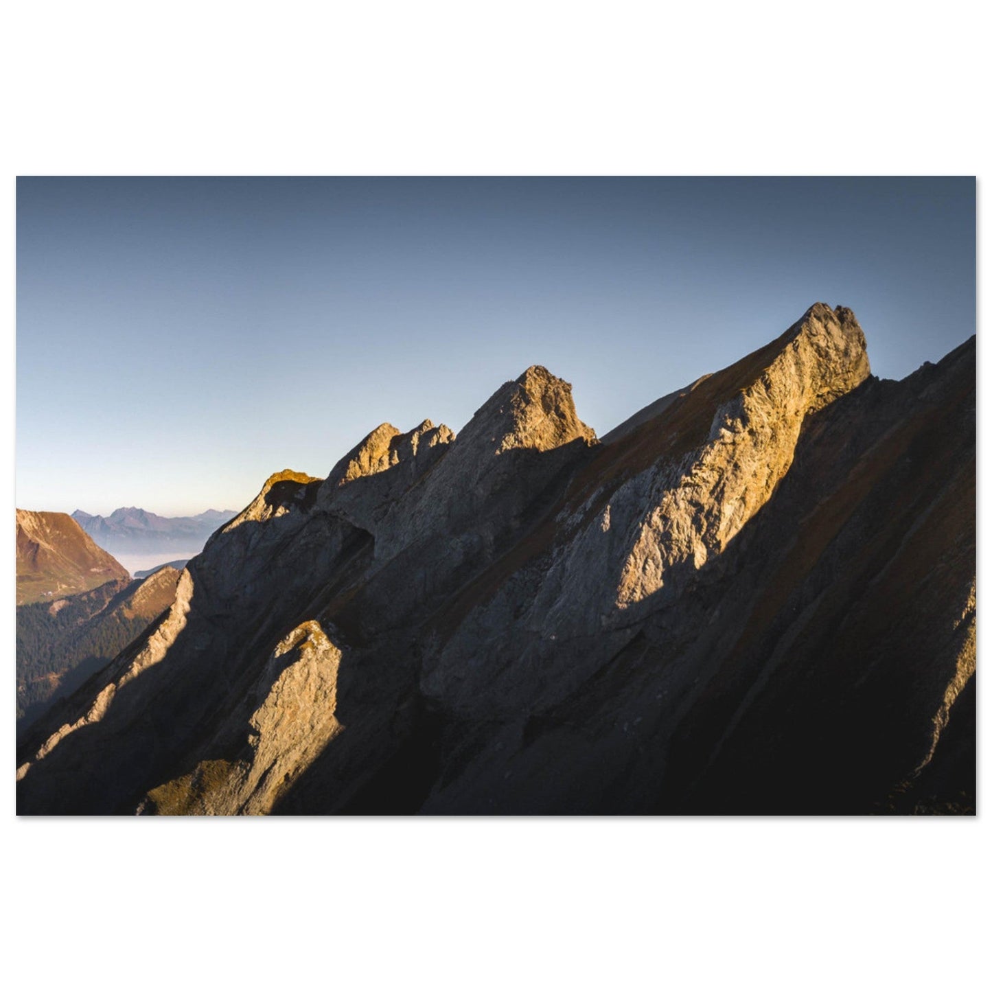 Vente Photo d'un coucher de soleil sur les sommets du massif des Aravis - Tableau photo alu montagne