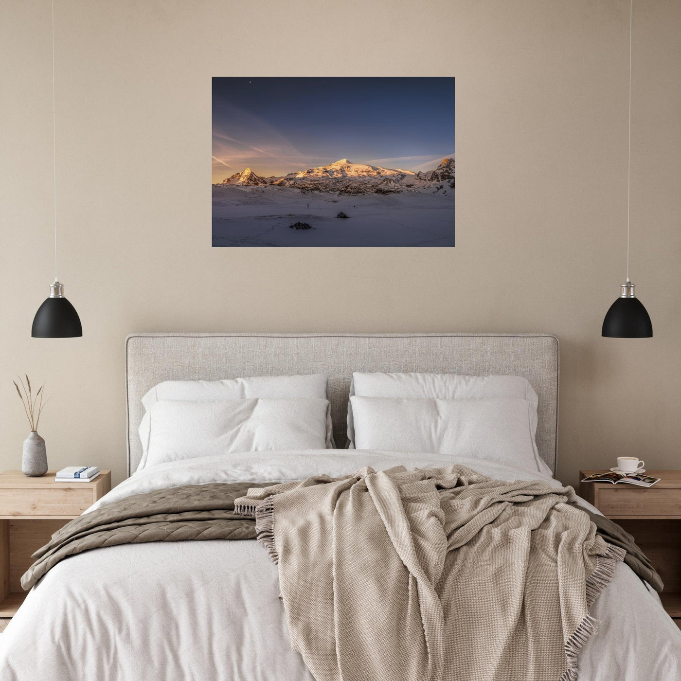 Simulation d’un tableau AluArtMountains dans un intérieur