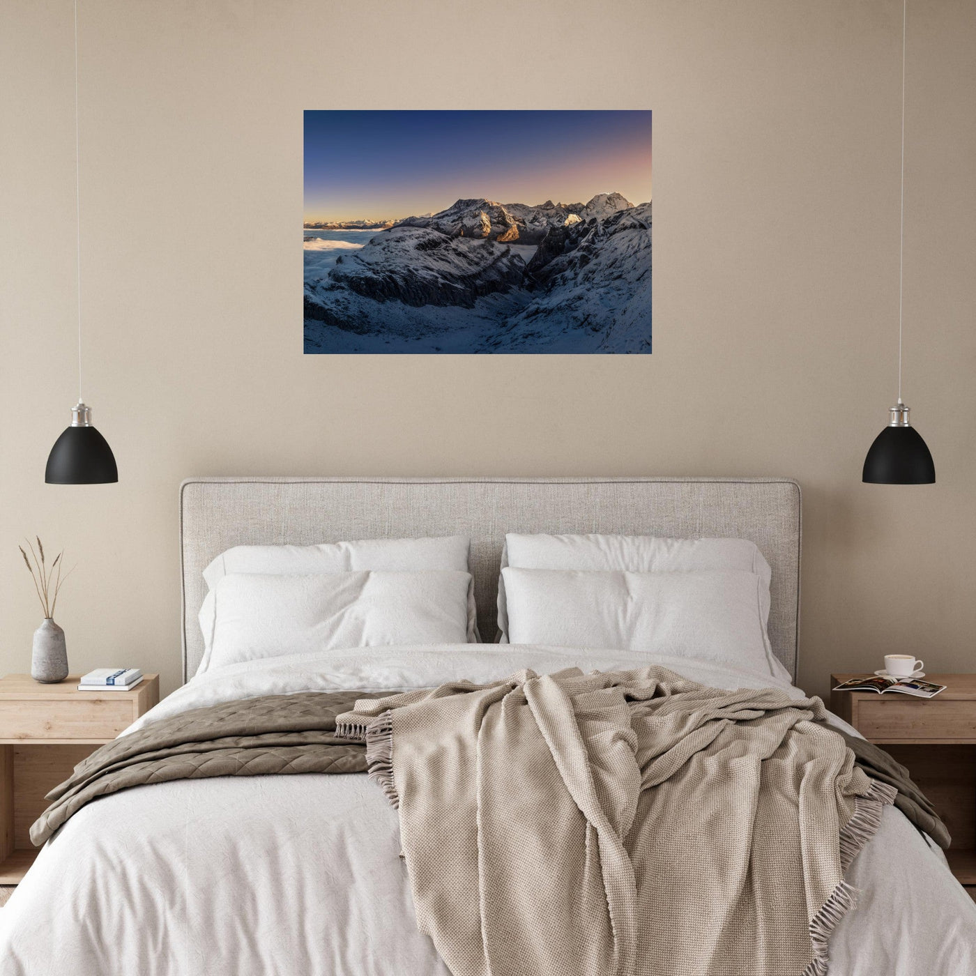 Simulation d’un tableau AluArtMountains dans un intérieur