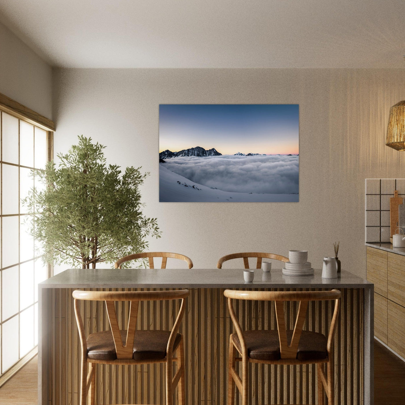 Simulation d’un tableau AluArtMountains dans un intérieur
