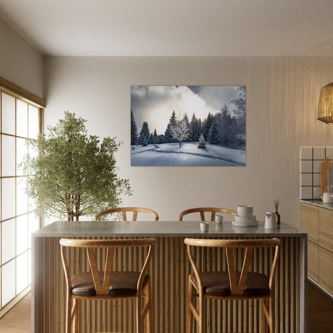 Simulation d’un tableau AluArtMountains dans un intérieur
