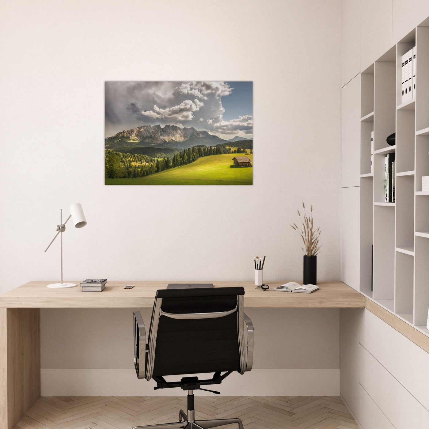Simulation d’un tableau AluArtMountains dans un intérieur