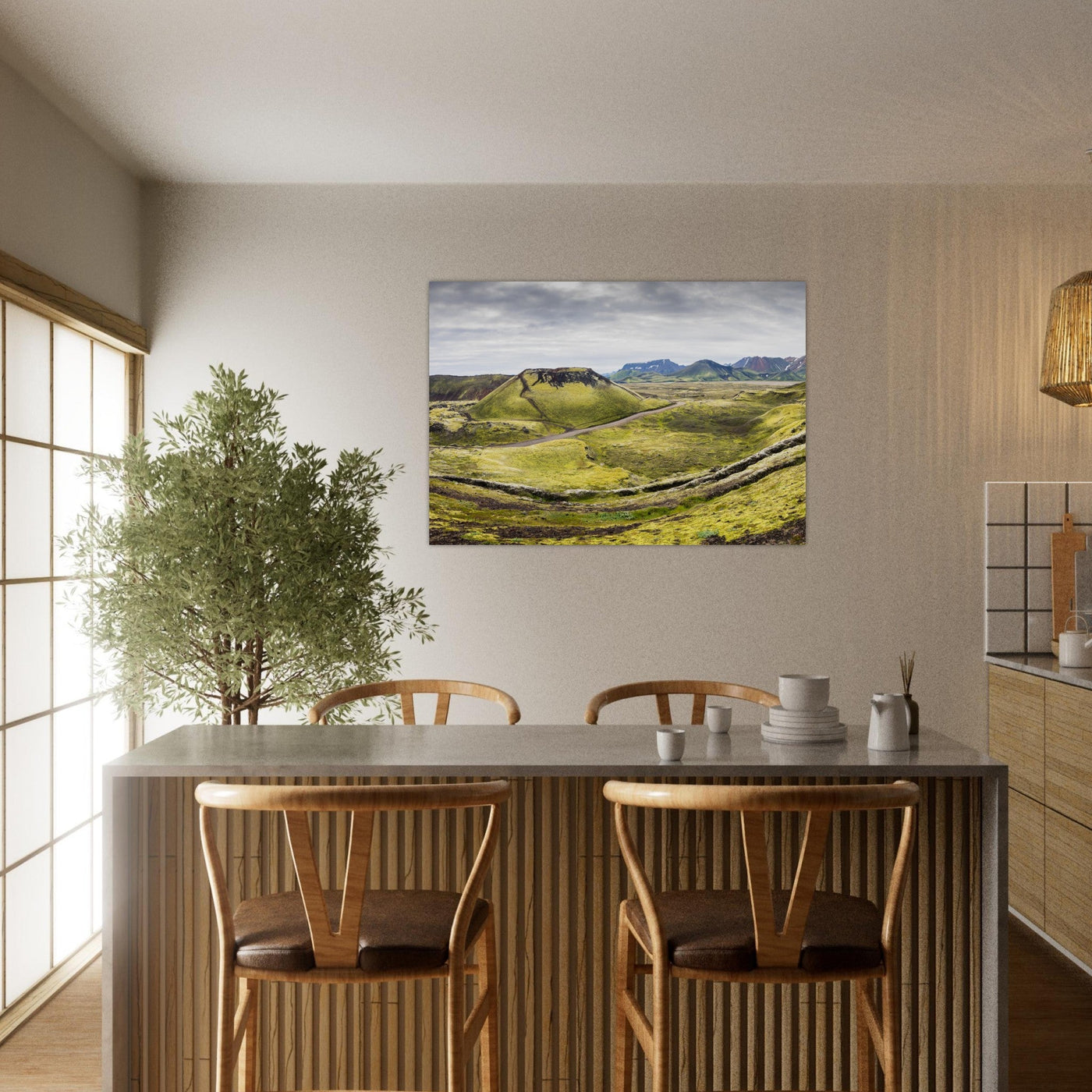 Simulation d’un tableau AluArtMountains dans un intérieur