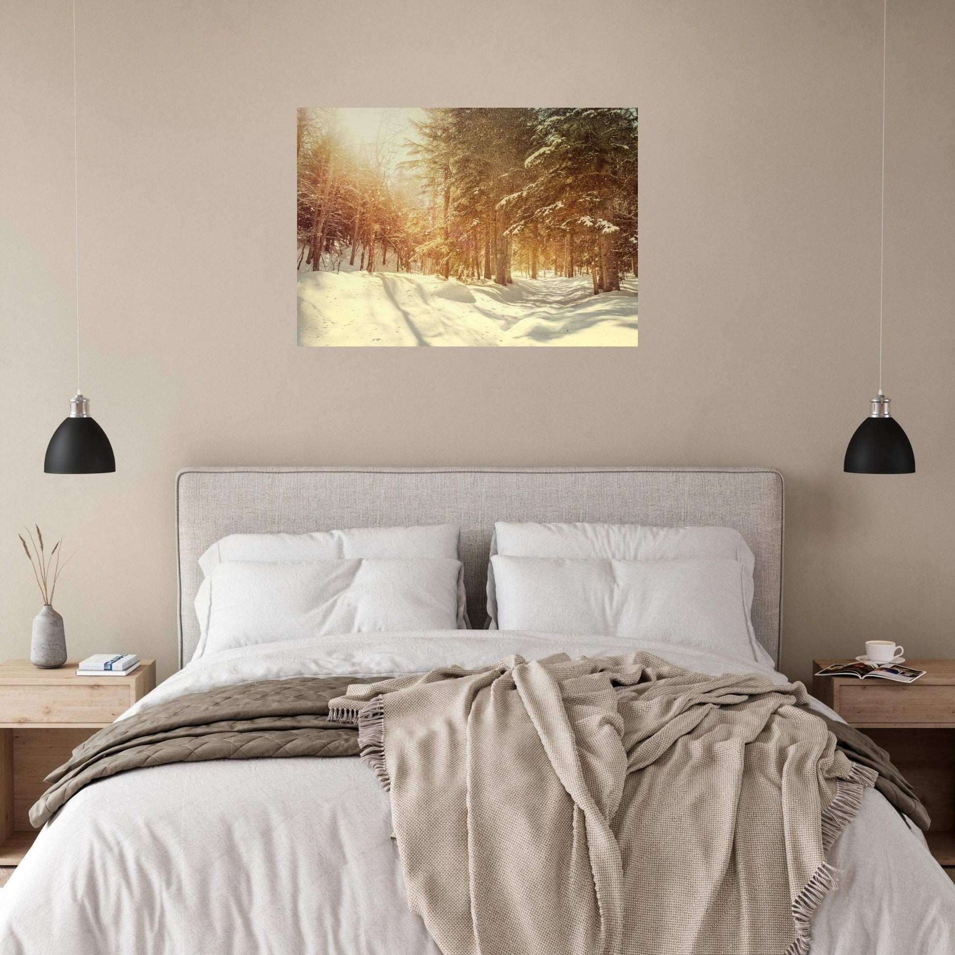 Photo d'une foret enchantée sous la neige - Tableau photo alu montagne