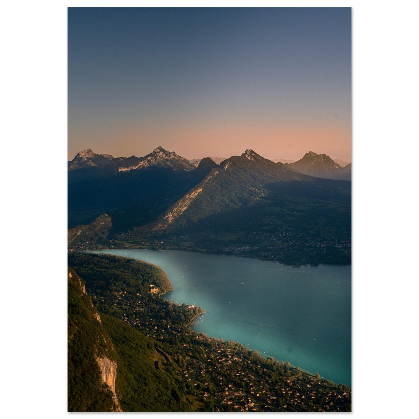 Photo Lac d'Annecy au coucher de soleil, Haute-Savoie - Tableau photo alu montagne