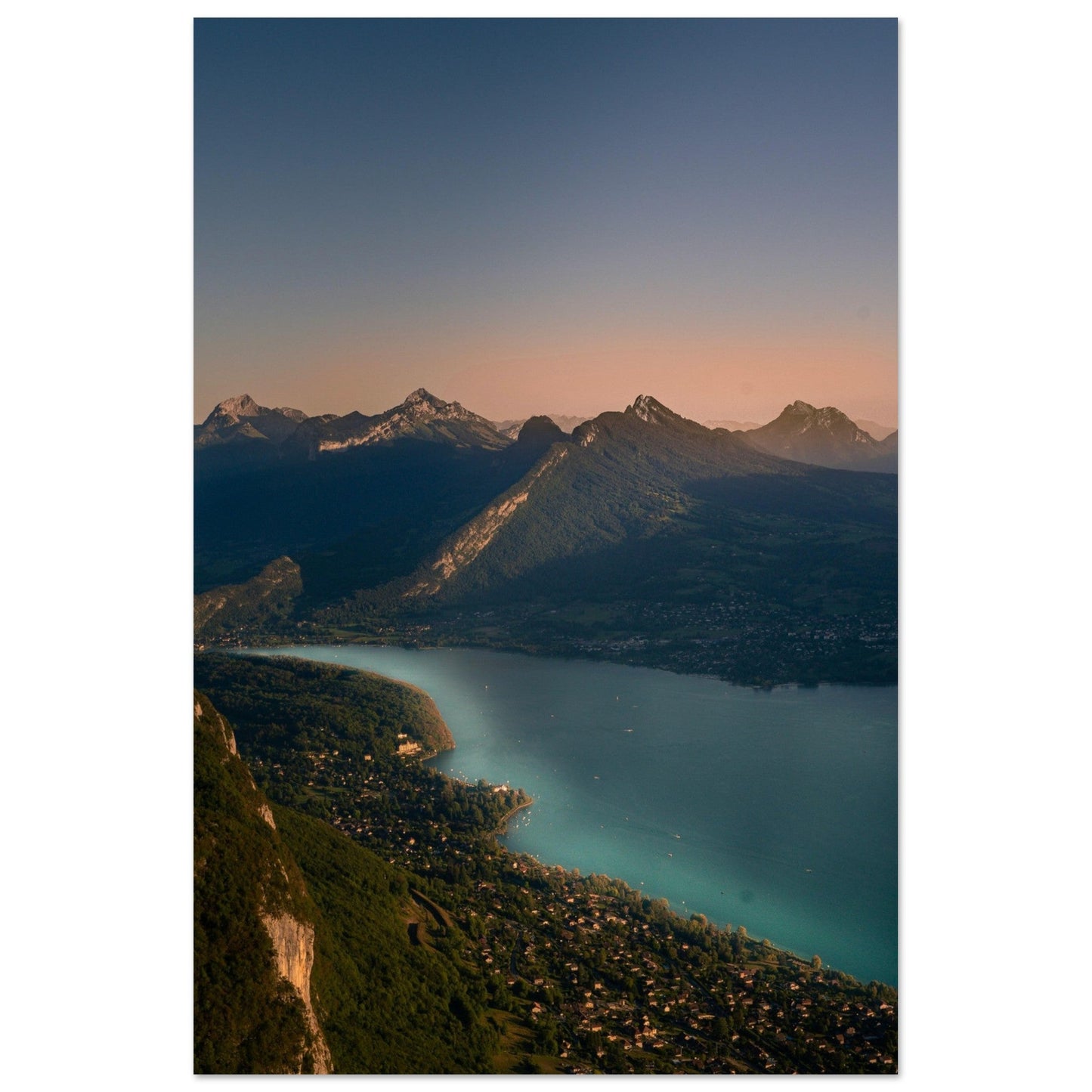 Photo Lac d'Annecy au coucher de soleil, Haute-Savoie - Tableau photo alu montagne