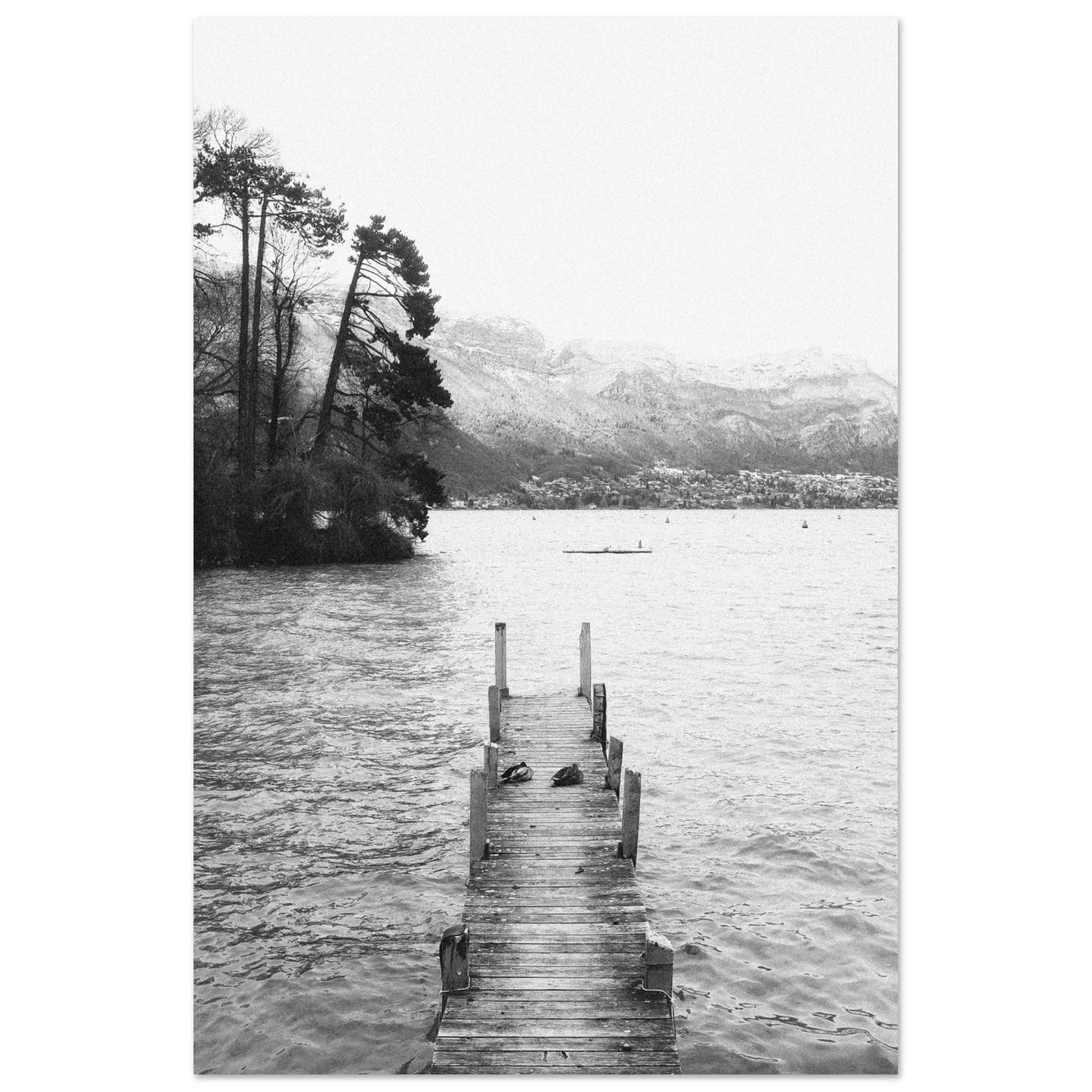 Photo lac d'Annecy - Noir & Blanc - Tableau photo alu montagne