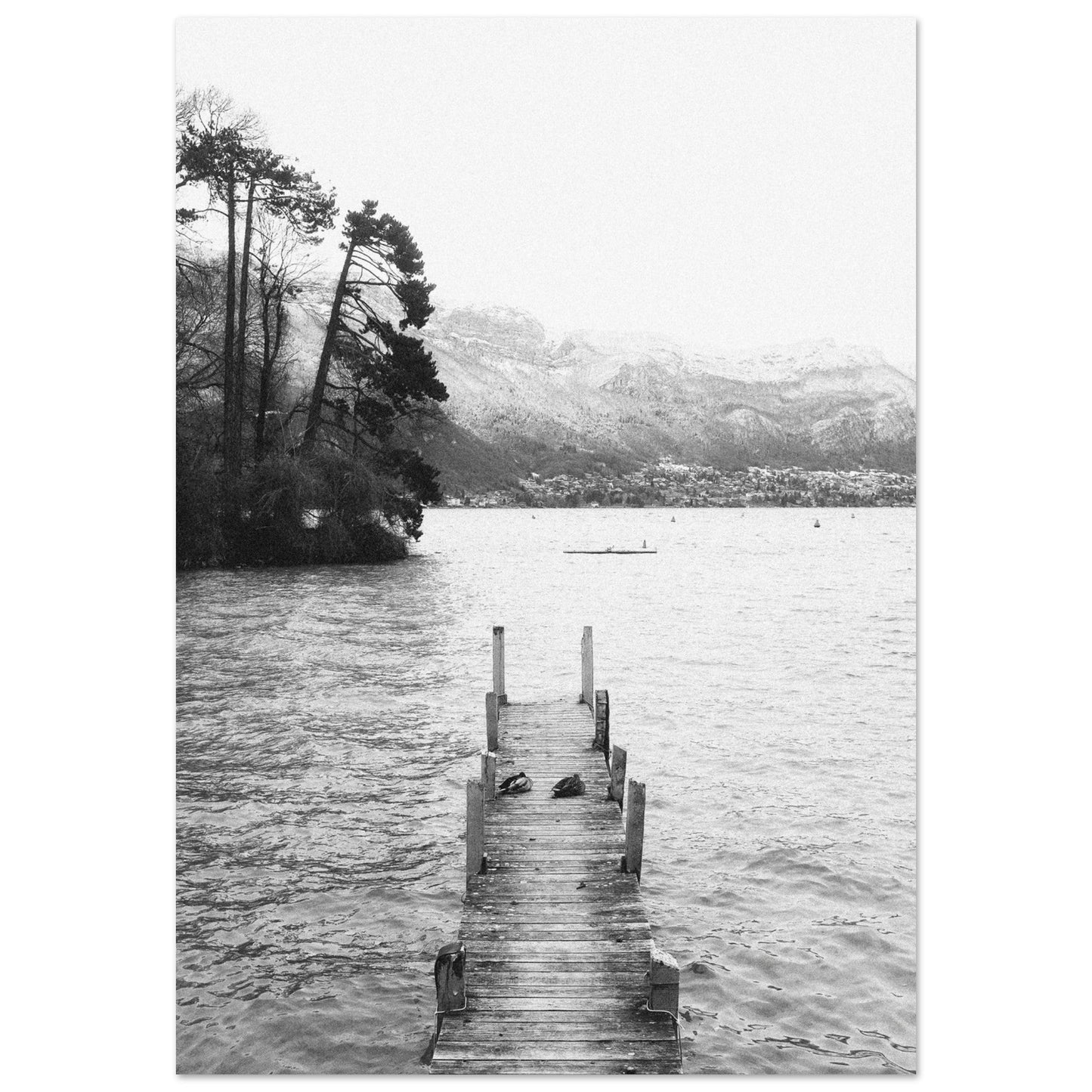 Photo lac d'Annecy - Noir & Blanc - Tableau photo alu montagne