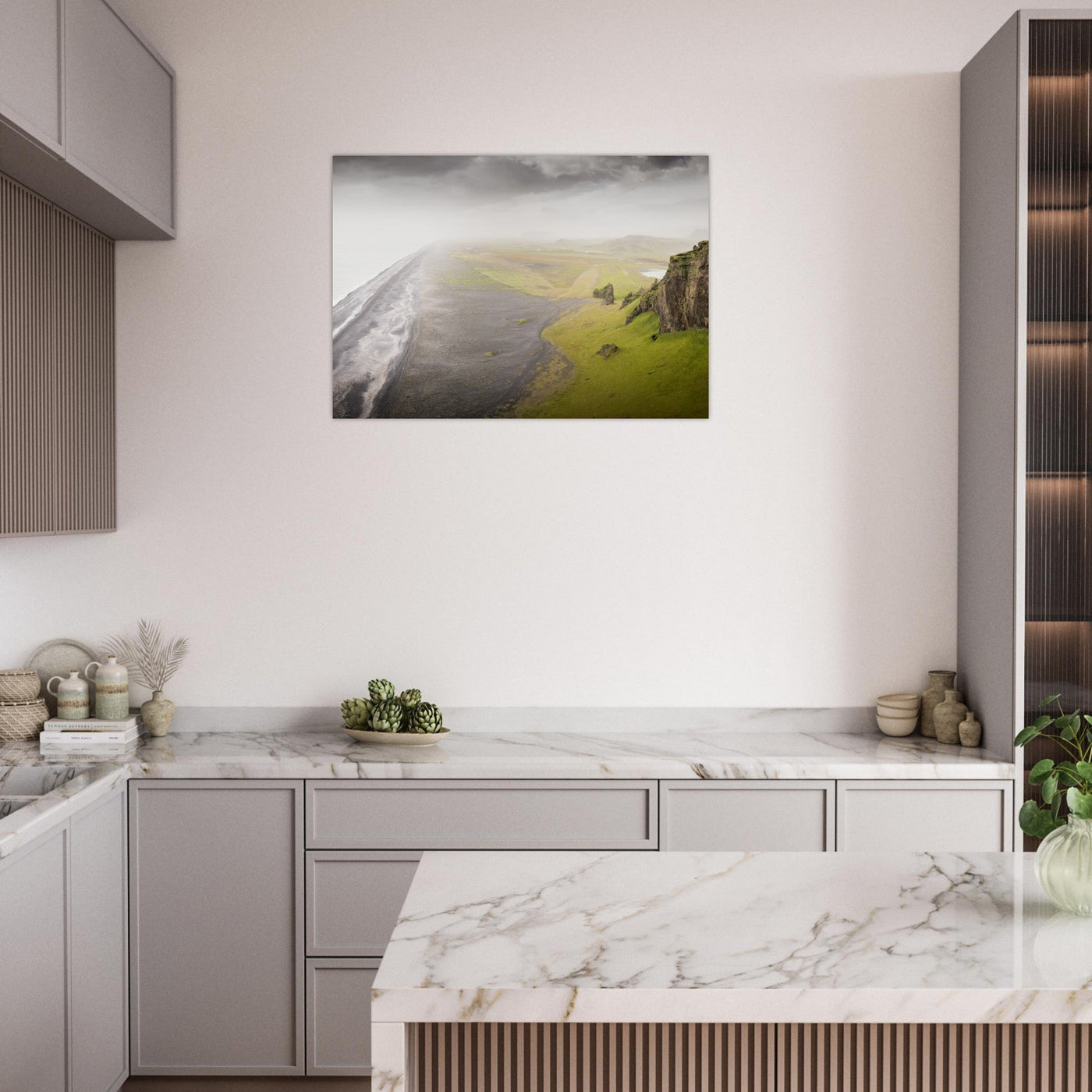 Simulation d’un tableau AluArtMountains dans un intérieur