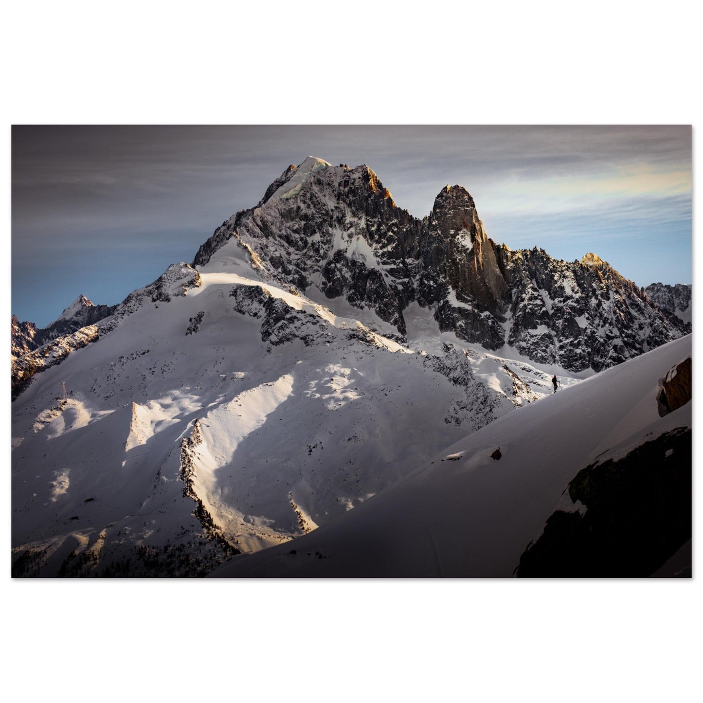 Photo ski de rando face à l'Aiguille Verte et les Drus - Tableau photo alu montagne