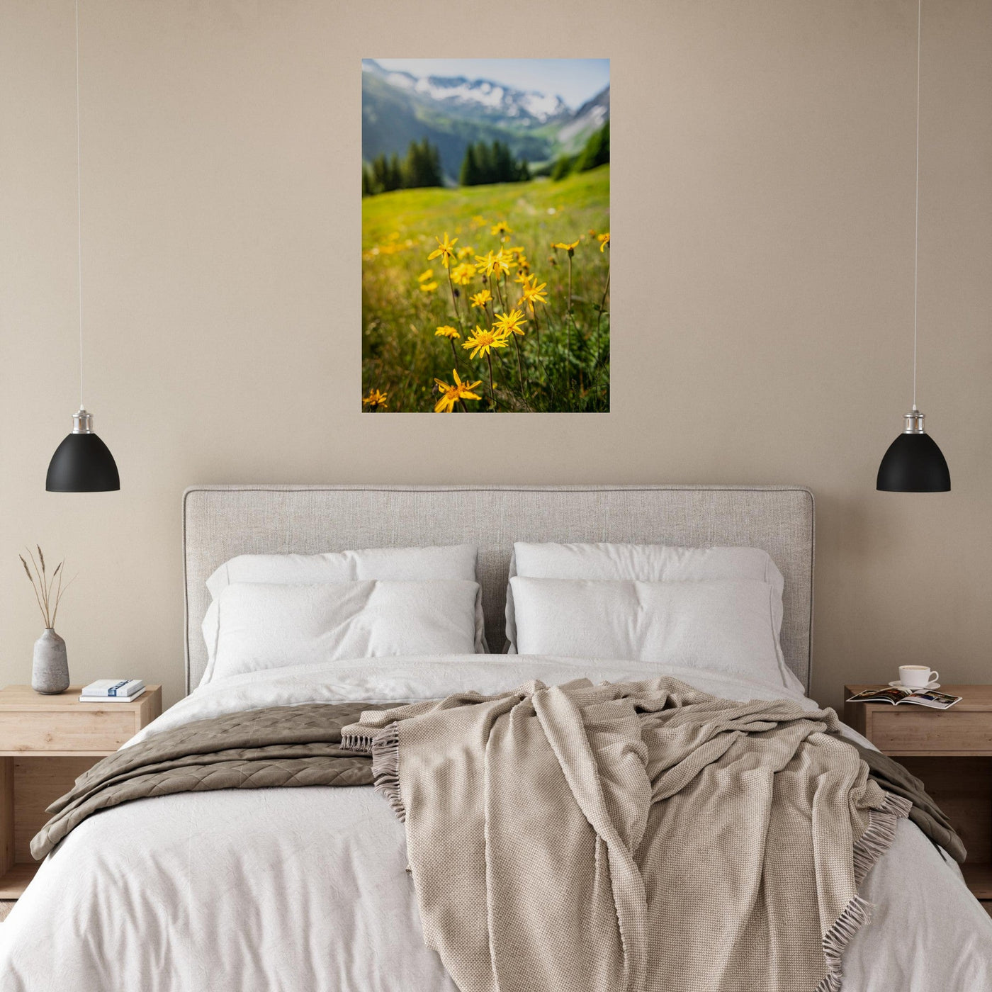 Simulation d’un tableau AluArtMountains dans un intérieur