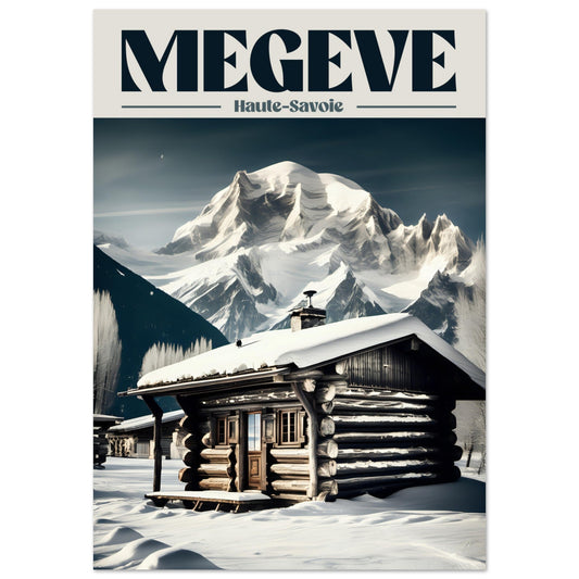 Tableau photo Tableau alu vintage chalet à Megève, Haute - Savoie — tirage aluminium Dibond mat, fabrication française, prêt à accrocher