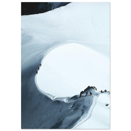 Tableau photo Photo d'alpinistes sur la crete de l'Aiguille du Midi — tirage aluminium Dibond mat, fabrication française, prêt à accrocher