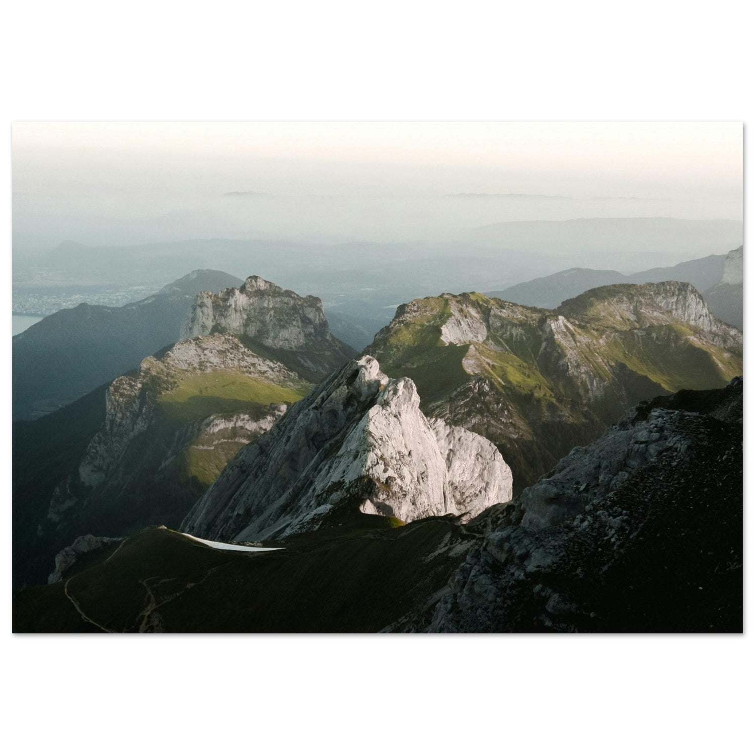 Tableau photo Photo d'Annecy depuis la montagne, Haute - Savoie — tirage aluminium Dibond mat, fabrication française, prêt à accrocher