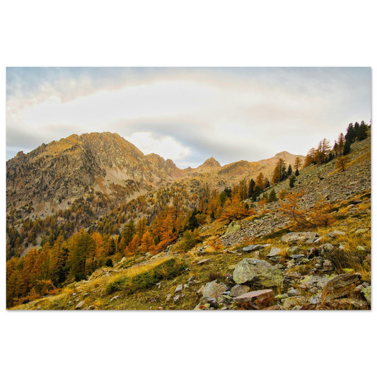 Tableau photo Photo de la Cime du Gélas en automne, Mercantour — tirage aluminium Dibond mat, fabrication française, prêt à accrocher
