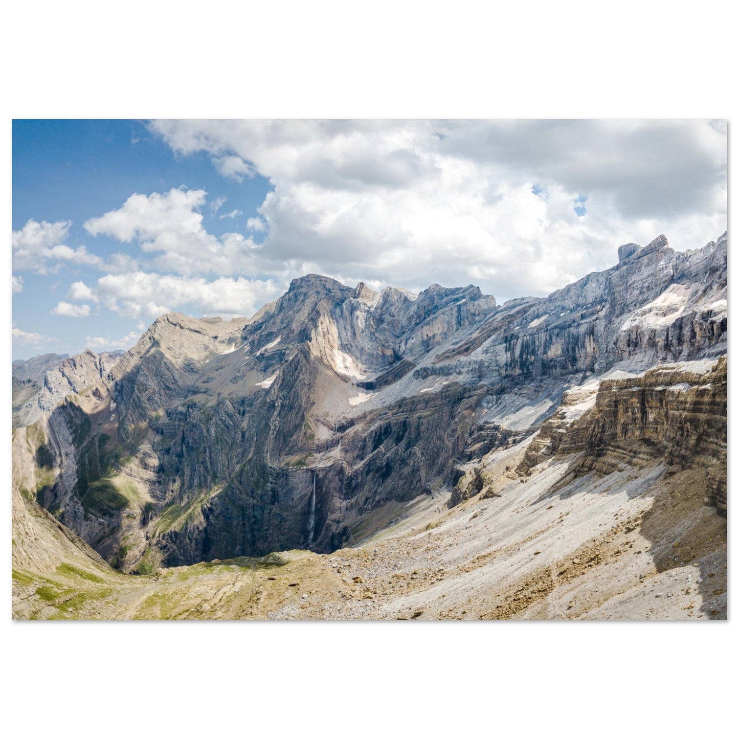 Tableau photo Photo du Cirque de Gavarnie et de sa cascade, Pyrénées — tirage aluminium Dibond mat, fabrication française, prêt à accrocher