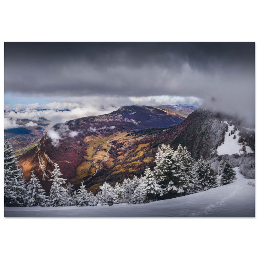 Tableau photo du col des Prés sous la neige pour chalet chaleureux