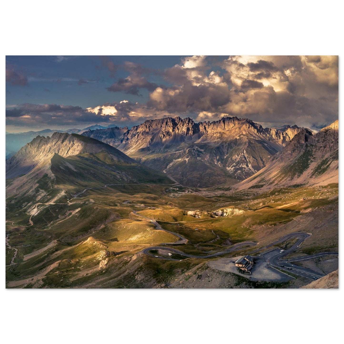 Tableau photo Photo du col du Galibier, Roche Dolvera et les rochers de la Grande Paré — tirage aluminium Dibond mat, fabrication française, prêt à accrocher